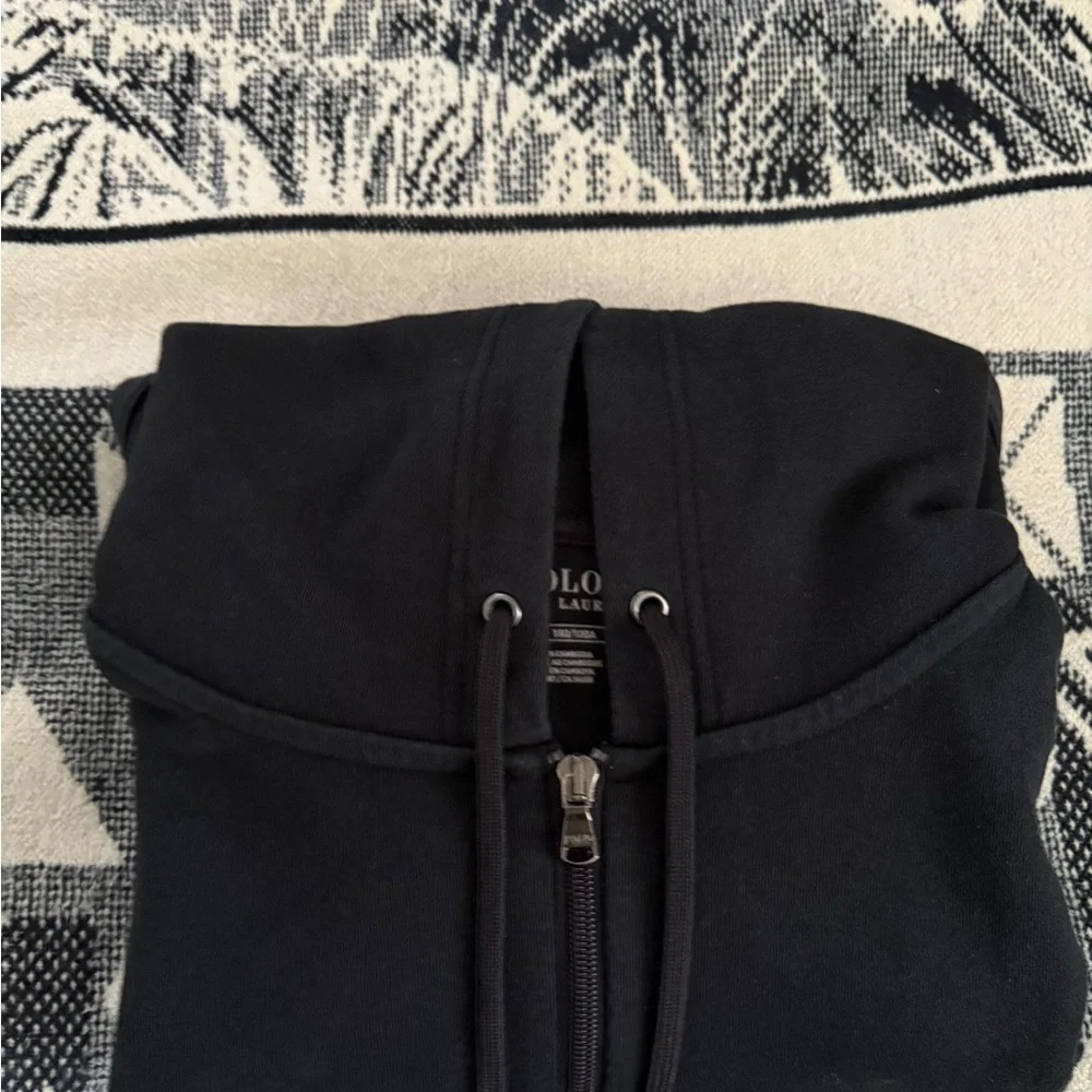 Polo by Ralph Lauren Black Zip-Up Hoodie with White Pony